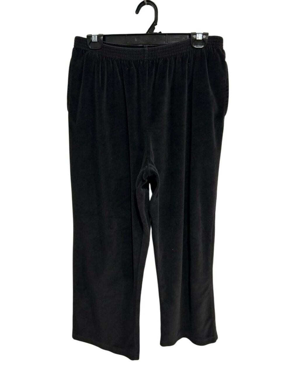 Alfred Dunner 16P Black Velour Pants Pull On Pockets Petite Winter Romantic Goth